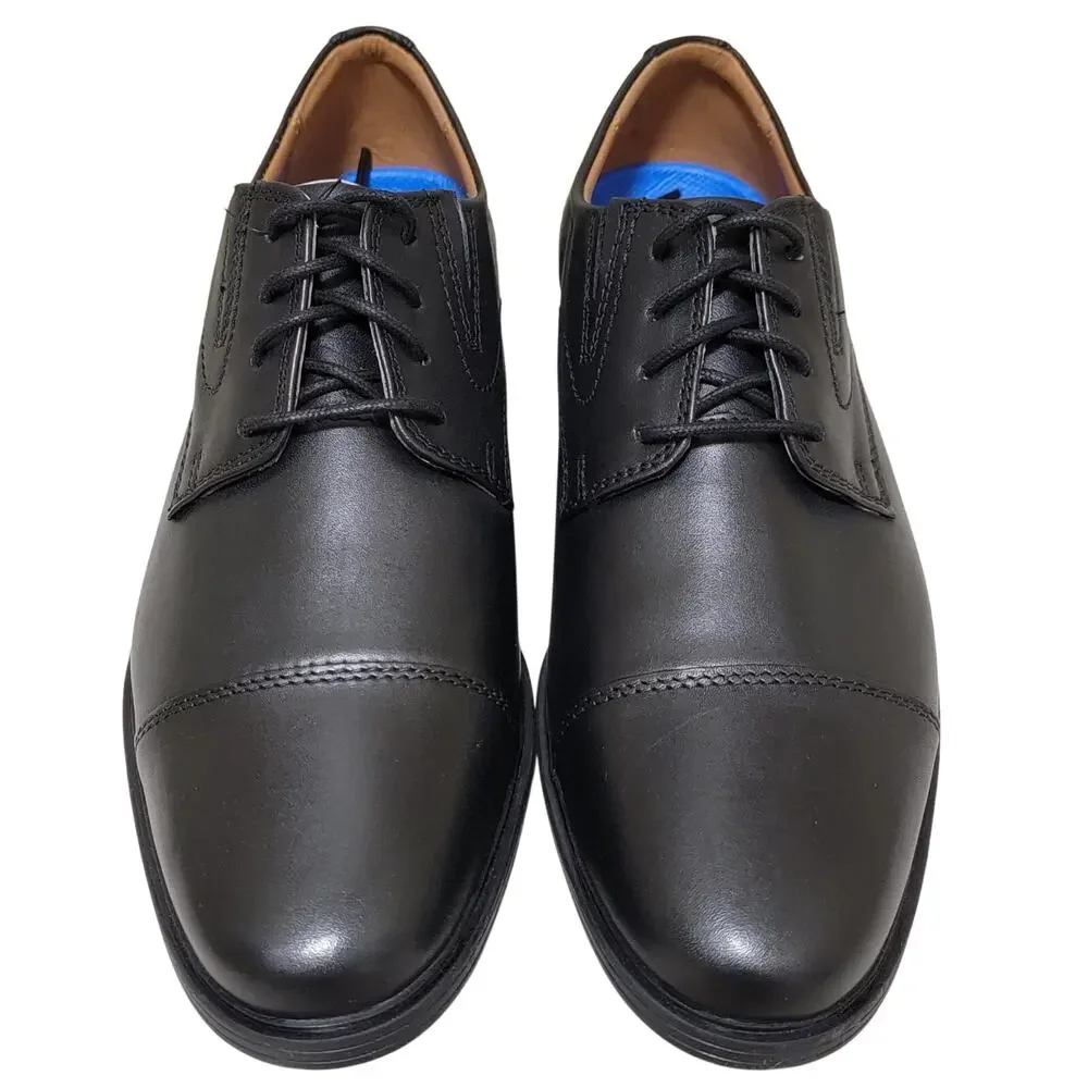 Clarks Men Whiddon Cap Toe Derby Oxfords Size US 10.5W Black Leather